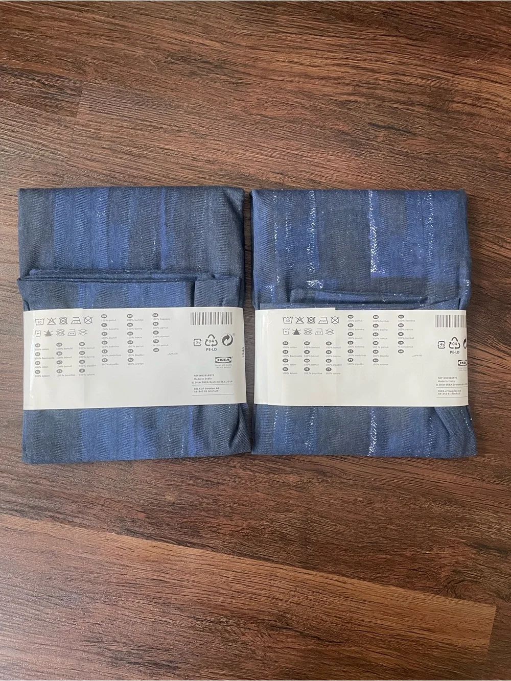 NEW IKEA INNEHALLSRIK Cushion cover  Blue/White 20x20” 100% Cotton NWT Set Of 2